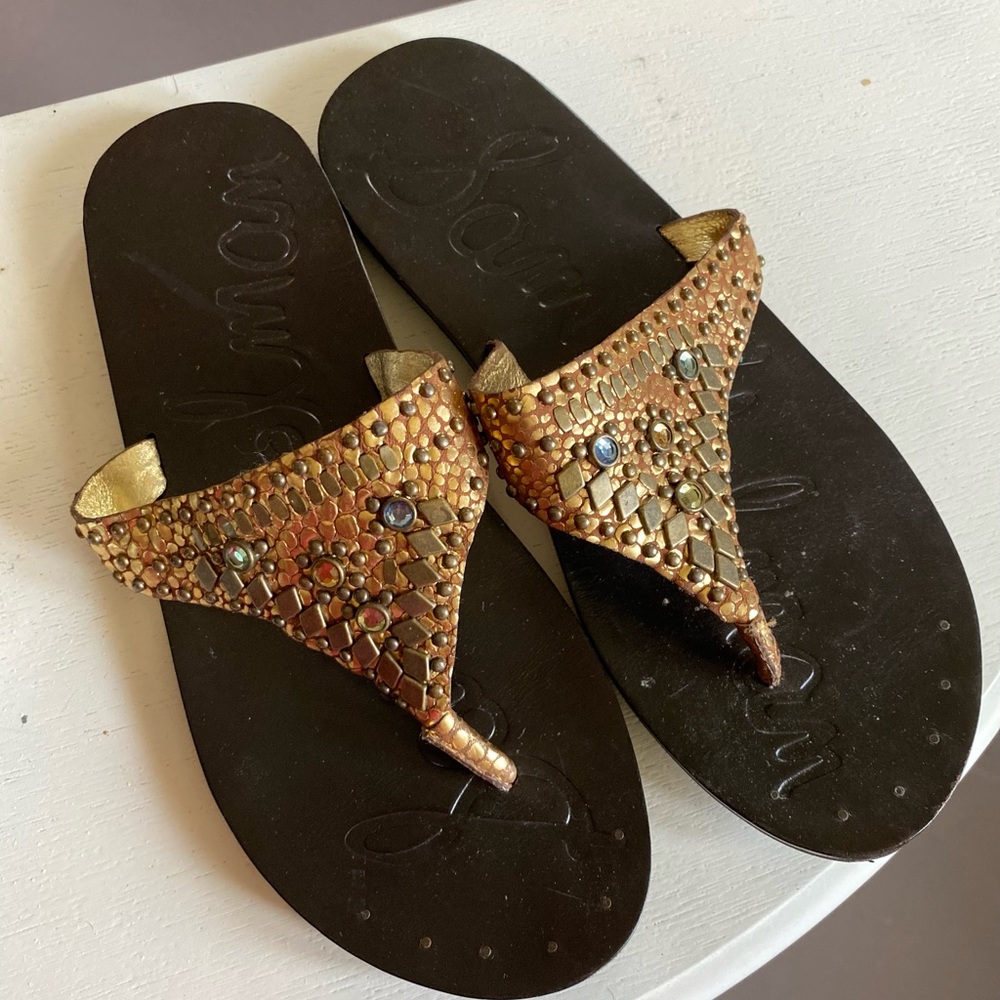 Sam Edelman’s Gold color thong sandals